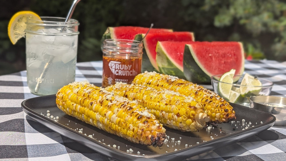 Grilled Corn with Ruby Crunch Chili Crisp