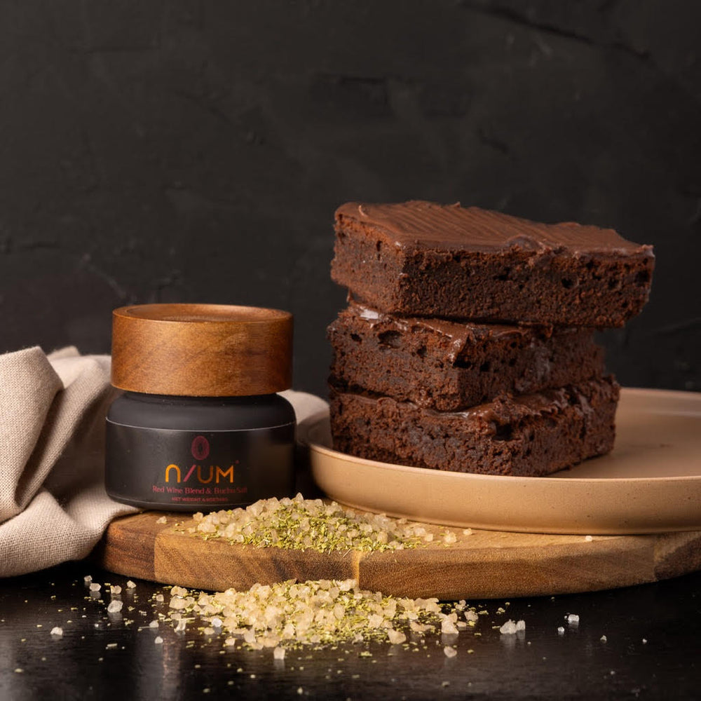 Red Wine Brownies with Salted Syrup Glaze