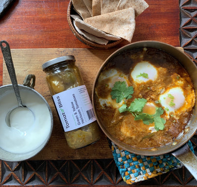 Shakshuka with Oven-Roasted Heirloom Tomatoes