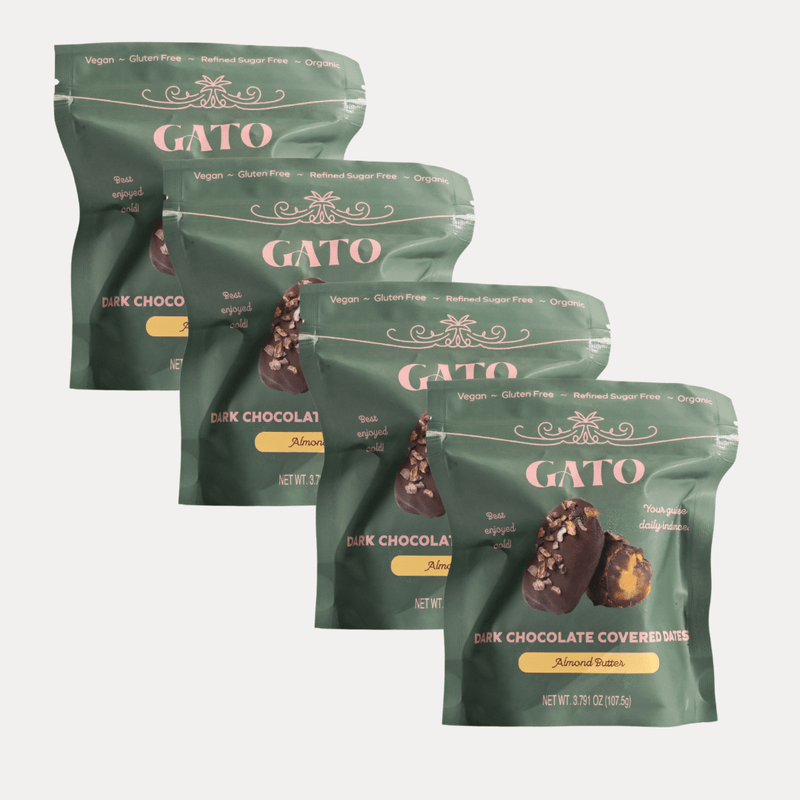 Almond Butter & Cacao Nibs Chocolate - Covered Dates (4 - Pouches) - Here Here Market