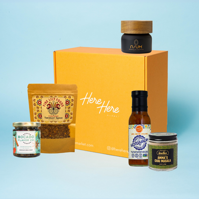Gift box with a collection of chef made sauces and seasonings