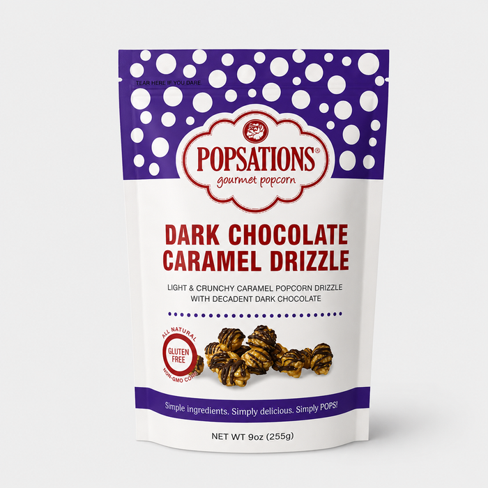 Dark Chocolate Caramel Drizzle Popcorn