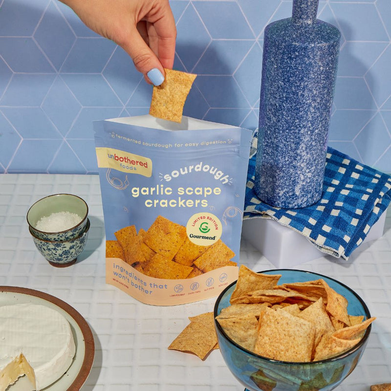 Garlic Scape Sourdough Crackers - Here Here Market