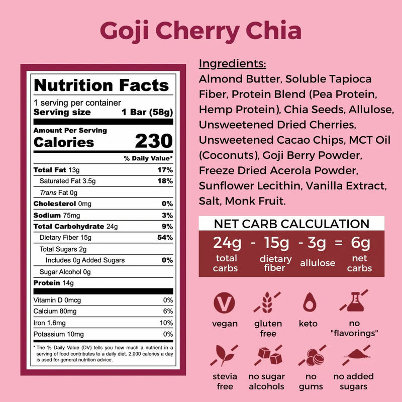 Goji Cherry Chia Energy Bar - Here Here Market