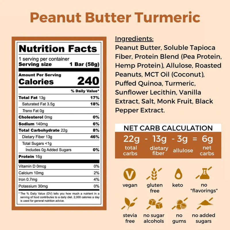 Peanut Butter Turmeric Energy Bar - Here Here Market