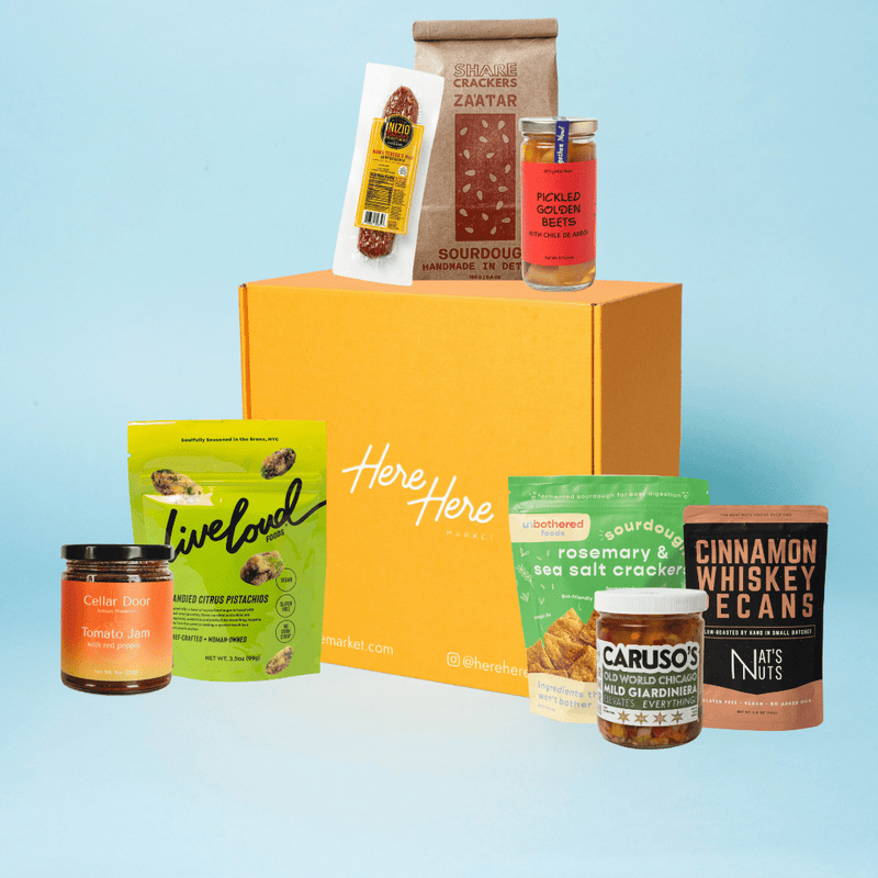 Premium Charcuterie Gift Basket: Spreads, Nuts & Dried Fruits - Here Here Market