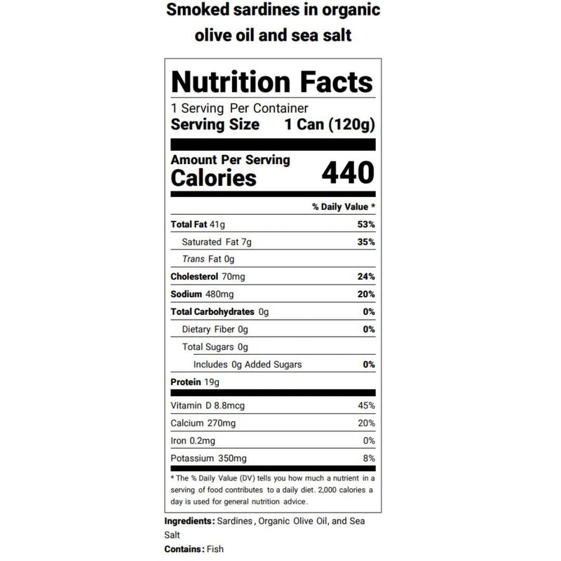 Smoked Sardines in Organic Olive Oil and Sea Salt - Here Here Market