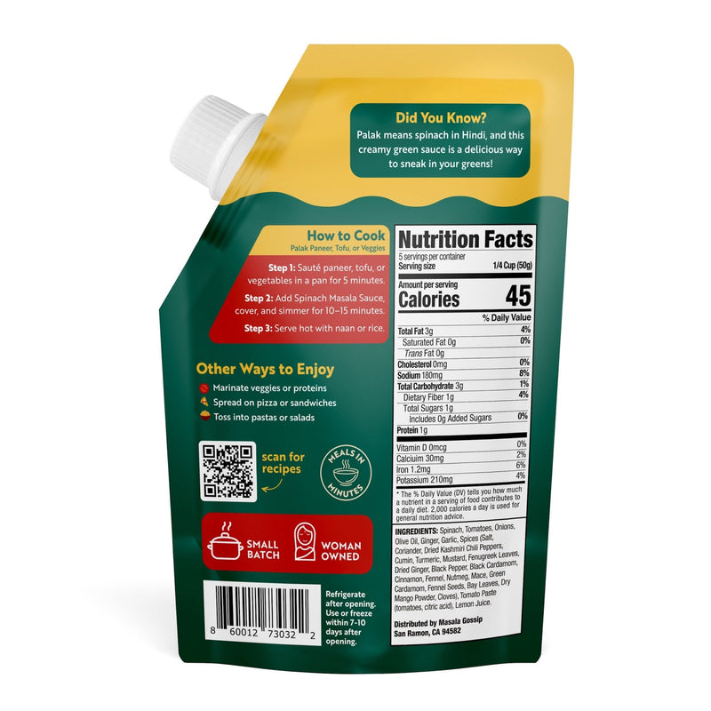 Spinach Masala Indian Simmer Sauce - Here Here Market