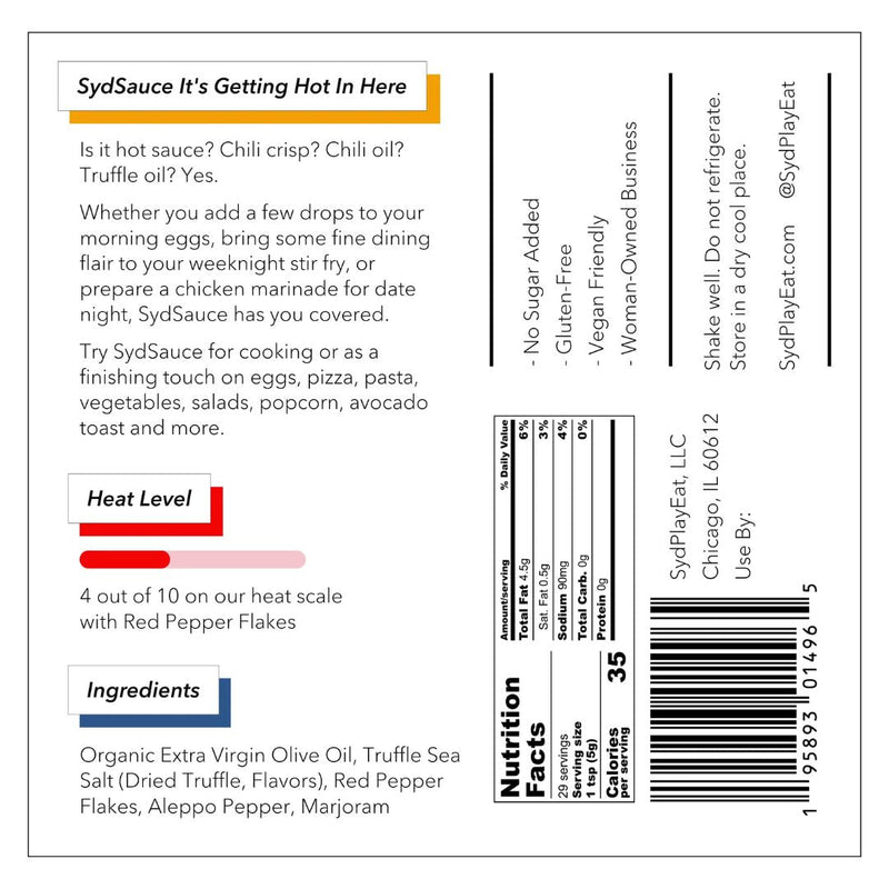 SydSauce Truffle Chili Olive Oil (Mild) - Here Here Market