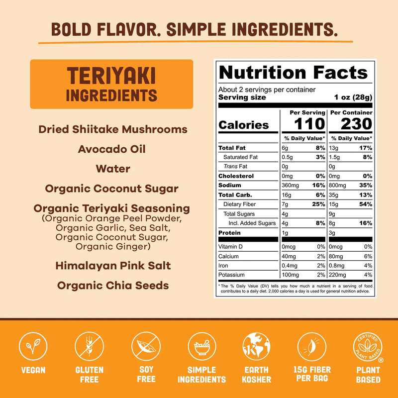 Teriyaki Mushroom Jerky - Here Here Market