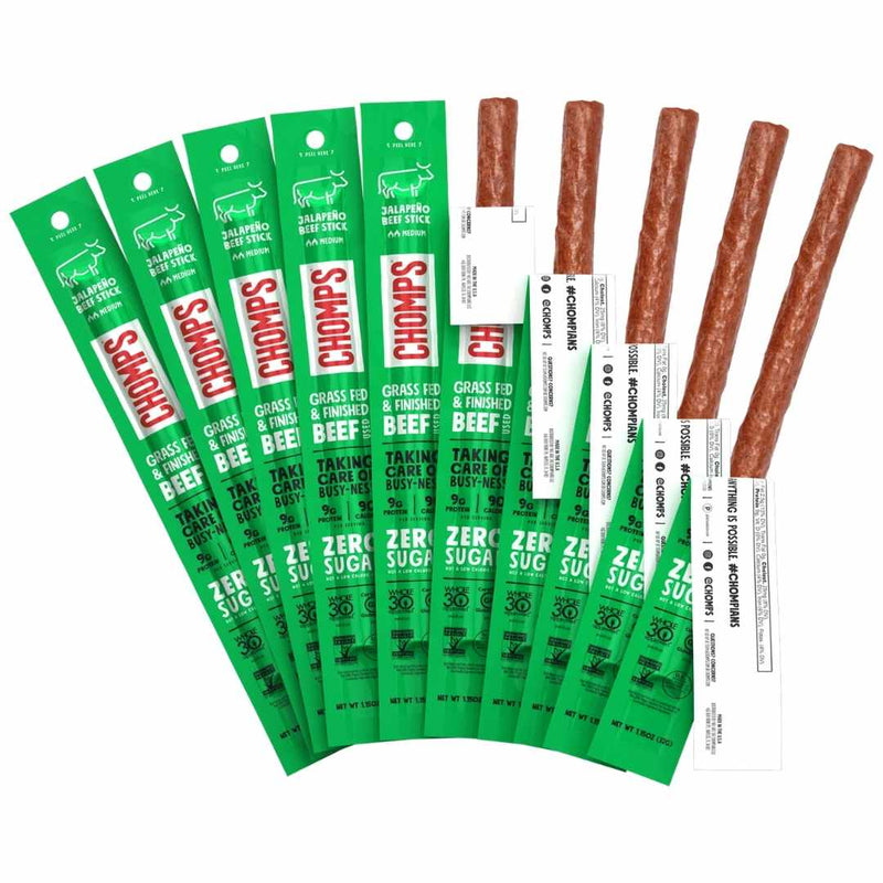 Chomps Jalapeno Beef Stick, 10 Count - Here Here Market